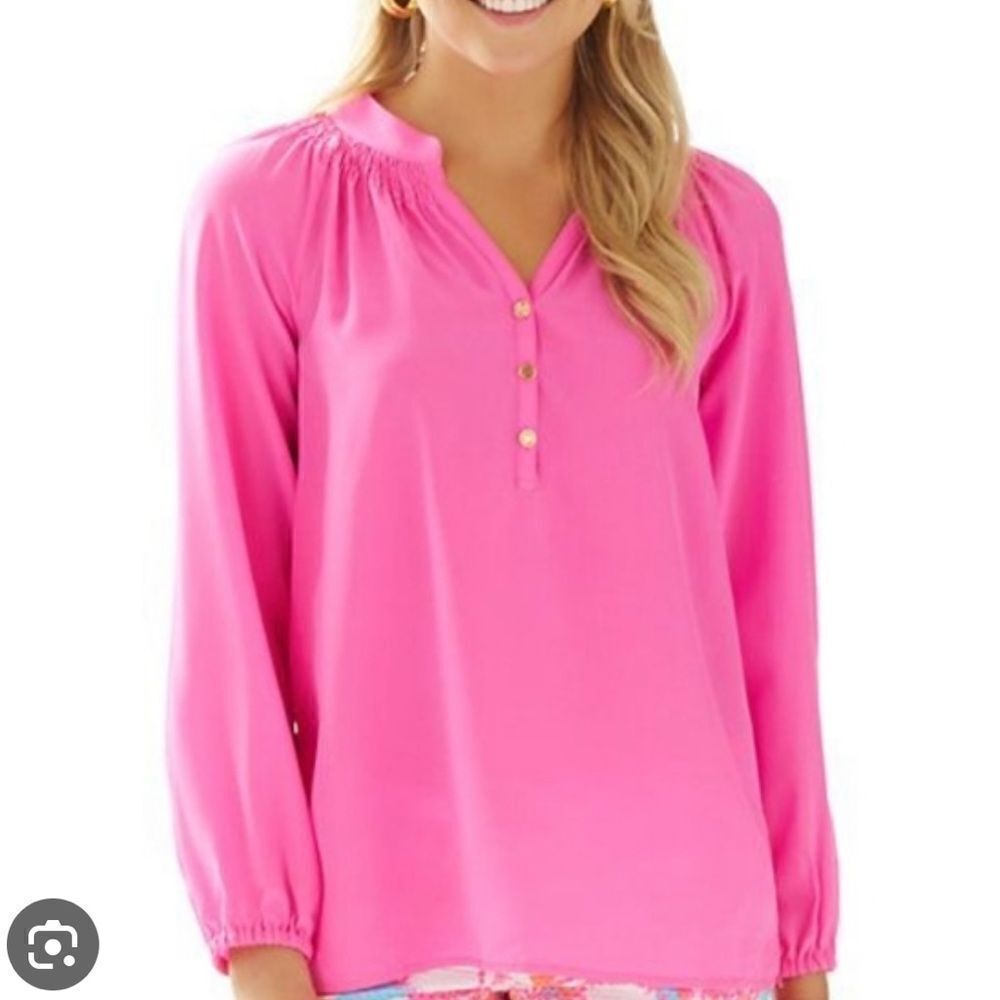 Lilly Pulitzer Elsa Pink Silk Blouse Size XS